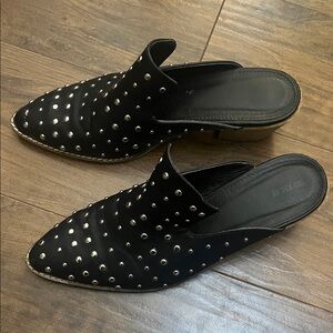 Chic Black Mules with Silver Accents